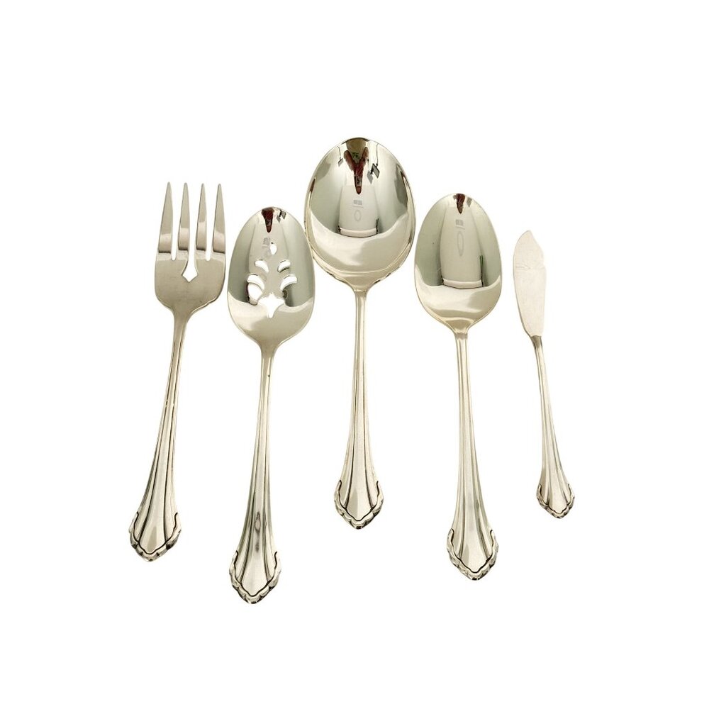 Oneida Community Clarette Serving Piece Set Silverplate Flatware 5 Pcs Spoons